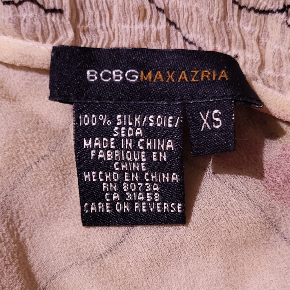 BCBG MaxAzria Chiffon Genuine Silk Cherry Blossom Floral Print With Front Tie XS - Picture 4 of 4